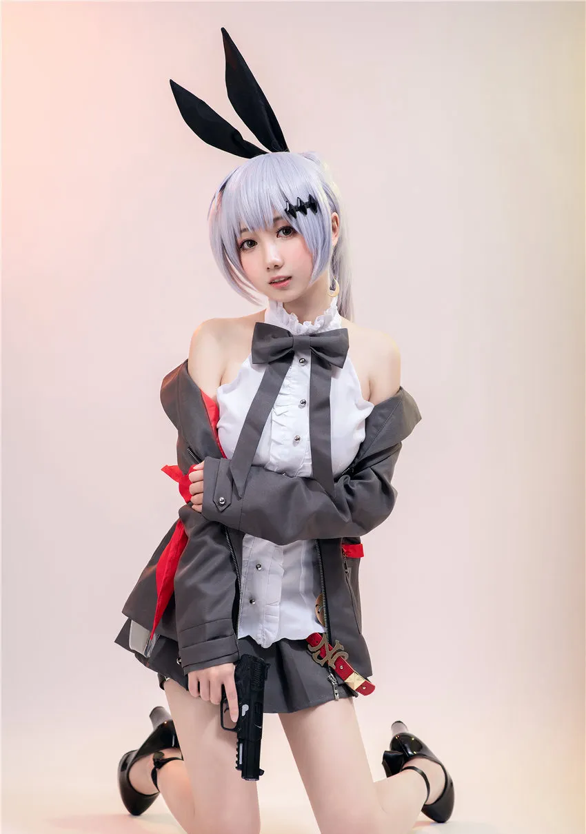 小木曾AYA 银灰短发黑色兔耳灰白服装手持道具 小木曾AYA 银灰短发黑色兔耳灰白服装手持道具